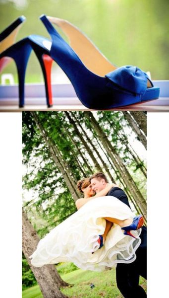 noiva de sapato azul